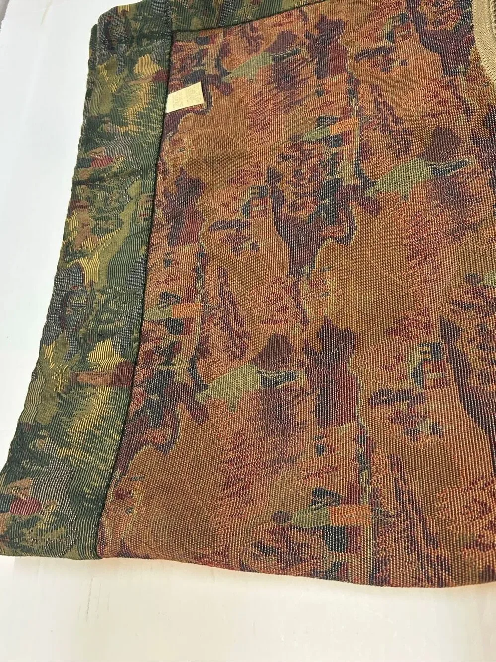 Vintage Tapestry Scalloped Window Valance Fly Fishing Cabin Lodge Rope Trim Pair
